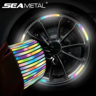 SEAMETAL 40Pcs Car Sticker Rainbow Luminous Auto Wheel Hub Reflective Stickers Decoration Cars Rim Reflective Strip