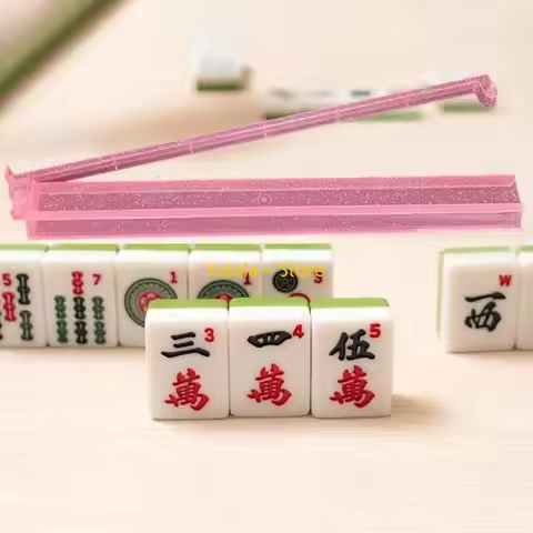 Y4QA 4pcs Clear Mahjong Racks With Pusher American Tile Organizers Mahjong Accessory Tiles Holder Fo