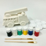 陶 DIY 消防車陶瓷白坯存錢筒 防疫材料包 (含彩繪材料)
