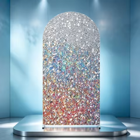 Silver Glitter Arch Cover, Girly Birthday Arch Backdrop, Blue Star Elephant Arch, Pink Purple Aurora