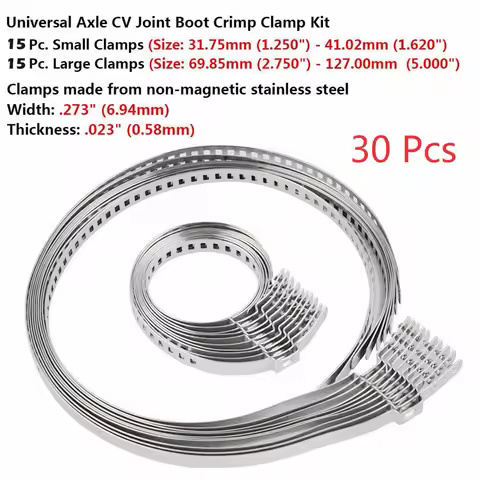 30/10Pcs Stainless Steel Adjustable CV Joints Boot Crimp Clamp Kit Universal 2 Sizes Automobiles Acc