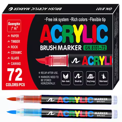 72 Colors Acrylic Marker Pen for Rock Painting, Brush Tip Paint Markers, Art Supplies Fabric Fabric 