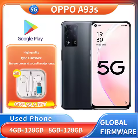oppo A93s 5G 128GB ROM Smartphone Screen 6.5inches 2400x1080px 5000mAh Nano SIM used phone