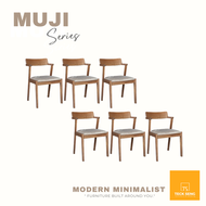 [TECK SENG] Muji Style Wooden Dining Set Solid Rubber Wood White Sintered Stone Top Ready Stock Meja