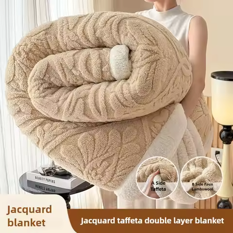 Jacquard Taffeta Double Layer Blanket Autumn Winter Thickened Warm Bed Blanket and Pillow Cases Doub