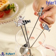 TYLER1 Cat Fish Stainless Steel Spoon, Stirring Spoon Colorful Stirring Spoon, Scoop Japanese Korean