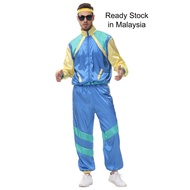 READY STOCK Cosplay Adult Hippie Retro costume Era 70s 80s Disco Costume Party Tracksuit Oldies Outf