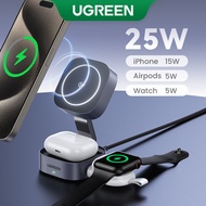 UGREEN 2-IN-1 25W Wireless Charger for iPhone 15 14 Pro Max 15 Plus iPhone 13 Pro Max AirPods Pro/Max Xiaomi Samsung S24 Ultra S23 Samsung Earphone Huawei