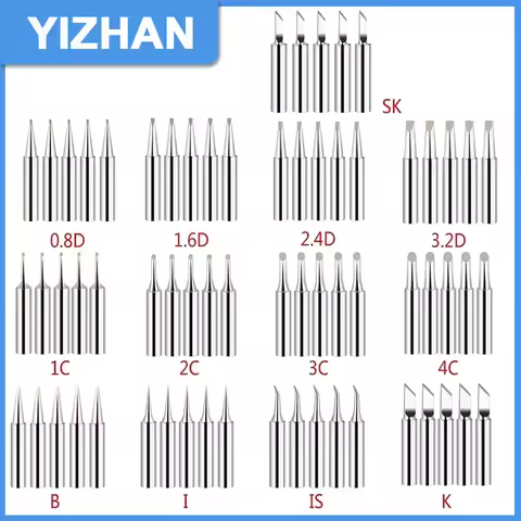 13 Style 5pcs 900M-T Soldering Iron Tips 0.8D/1.6D/2.4D/3.2D1C/2C/3C/4C/B/I/SK/K/IS Welding Tips Hea