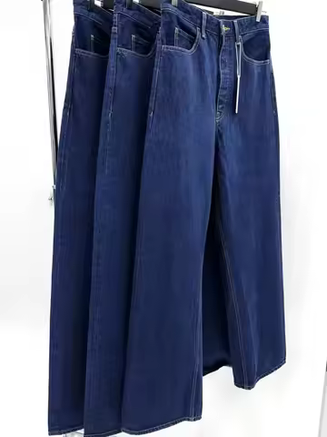 Vujade 009 Loose Straight Leg Original Jeans Worn Washed down Color Versatile Casual mid Waist Zippe