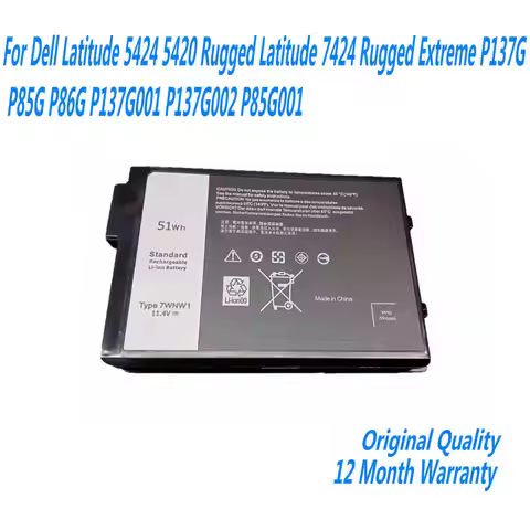 7WNW1 Laptop Battery For Dell Latitude 5424 5420 Rugged Latitude 7424 Rugged Extreme P137G P85G P86G