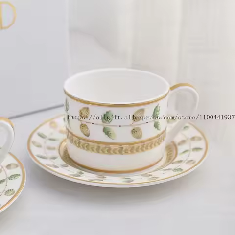 French Berthaut Constance Series Luxury Coffee Cup Saucer Set Porcelain Cappuccino Mug with Gift Box