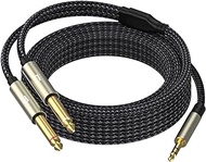 3.5mm 1/8 TRS to Dual 6.35mm 1/4 TS Mono Breakout Cable,Y Splitter Stereo Cord Adapter Compatible with iPhone, Computer Sound Card, CD Player, Multimedia Speaker, Home Stereo System 3.3FT