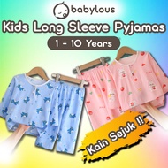 Kids Pyjamas Set Baju Tidur Budak Cotton Silk 3/4 Sleeve Long Sleeve Pajamas Children Nightwear Thin