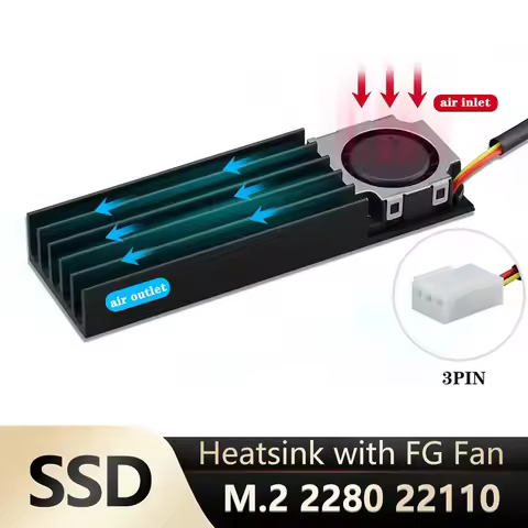 Gdstime M.2 2280 22110 Solid State Hard Disk Fan with Heatsink Heat Radiator Cooler Thermal Pad Cool