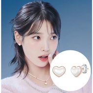 J.ESTINA Creamy White  Pearl Heart Earrings  + Elegant Case + Stylish Shopping Bag Perfect for Gift