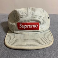 supreme 5 panel camp cap 單寧 淺藍色 牛仔 五分割帽 五片帽 二手 皮革 後扣 老帽 六分帽