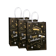 3pcsGraduation season gift bag graduation party gift wrapping bag happy graduation black and gold kr