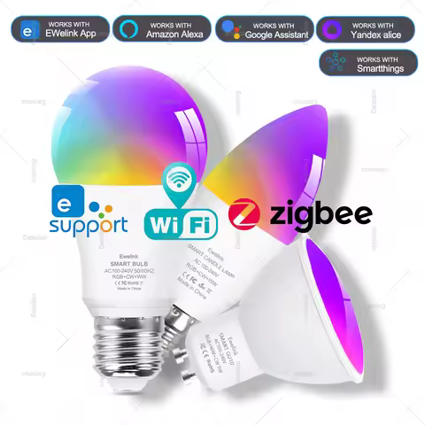 WiFi Zigbee Smart LED Light Bulb E27 E14 GU10 Dimmable RGBCW LED Lamp For Ewelink APP Alexa Google H