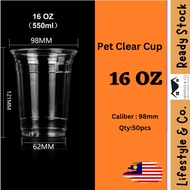 PET Cup 16Oz PET Cup - 50pcs ,Flat lid98mm