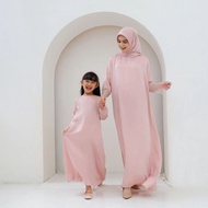 Premium Couple Mom Kids Silk Abaya Raya/Kaftan/Gamis Abaya Mother Child Unit Price