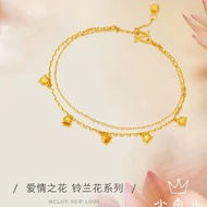 cod AU999 24K Gold Lily - of - the - Valley Jewelry | Traditional chiseled patterns pearl - centered