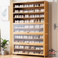 Bamboo Shoe Cabinet Multi-Layer Shoe Rack Indoor Large Capacity Home Storage Rack Acrylic Door