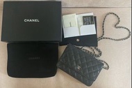 100%real購自專門店Chanel 荔枝皮黑色銀扣WOC 手袋98%New