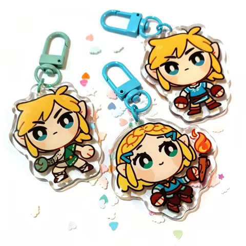 The Legend of Zelda Link Princess Zelda Acrylic Keychain Set Cute Game Character Bag Charm Collectib