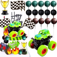 Hiasan Kek Trak, Hiasan Kek Monster Truck, Hiasan Cupcake Monster Truck Untuk Dekorasi Pesta Monster