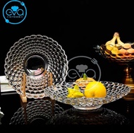 [HCM]Đĩa Thuỷ Tinh Lớn Đựng Hoa Quả Pha Lê Chấm Bi Nổi Phong Cách Châu Âu Sang Trọng / Dĩa Bi Lớn DS