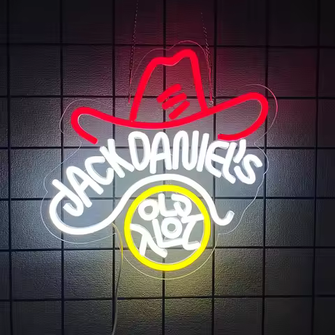 Jack Daniels Neon Light Sign for wall decor,Beer Bar Home Bedroom man cave Bedside Table Party Decor