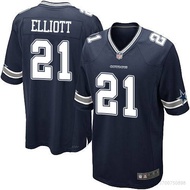 fux Dallas Cowboys NFL Football Jersey Ezekiel Elliott No.21 Tshirt Tops Jersey Loose Sport Tee Unisex
