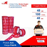 MERAH Flyhome Fragile Red 100yard 48mm x 100yard 2inch 6roll Fragile Duct Tape 100yard ECO
