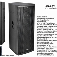 PROMO SPEAKER PASIF 2X15 INCI DOUBEL WOOFER ASHLEY TW215P ASHLEY TW 215P - Store Herith 01