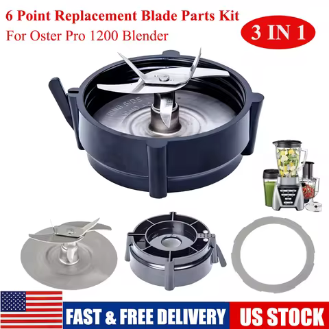 3IN1 Replacement Blade w Jar Base Bottom Cap Gasket Stainless O Seal Gaske Steel Blade Silicone Kit 