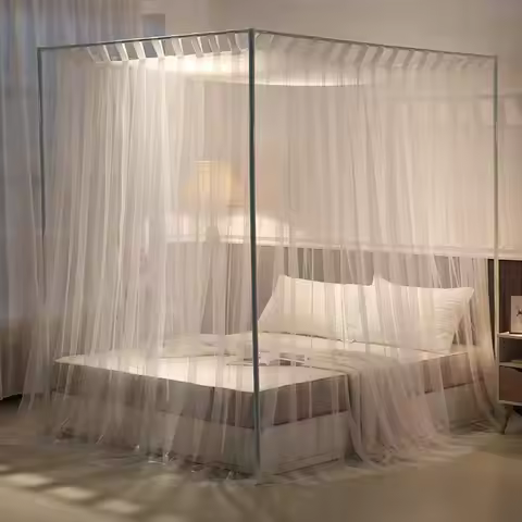 Canopy Bed Frame 4 Corners Stainless Steel Bed Mosquito Net Frame Bracket Fit Twin/Twin XL/Full/Quee