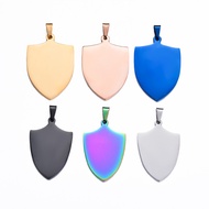 5Pcs Men Shield Stainless Steel Army Blank Pendant Dog Tags Pendant DIY for Necklace Jewelry Wholesa