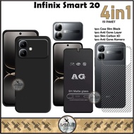 4-in-1 Tempered Glass Case Package AG Matte Infinix Smart 20 Softcase Liquid Black