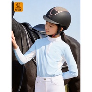 Yuemahui Summer Children's Equestrian T-Shirt Ventilation Hole Long-Sleeved Top Equestrian Suit Fema