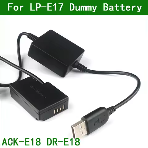 LP E17 LPE17 ACK-E18 DR-E18 Dummy Battery Power Bank USB Cable for Canon EOS R50 R10 77D 200D 250D 7