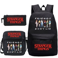 show Stranger Things Season 3 School Bag Students Kids Backpack 3pcs Teenager Backpacks Schoolbags