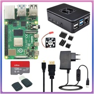 C Raspberry Pi 4 8GB 4GB 2GB 1GB Kit + Power Adapter + ABS Case + 32G 64G 128G Card + Heat Sink for 