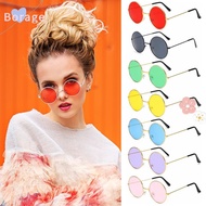 BORRAONE Metal Sunglasses Retro Hippie Disco Circle Glasses