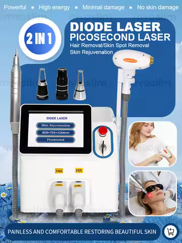 High Power 2 IN 1 Diode Laser PicoSecond Laser 808nm Hair Removal 532nm 1064nm Tattoo Removal Skin R