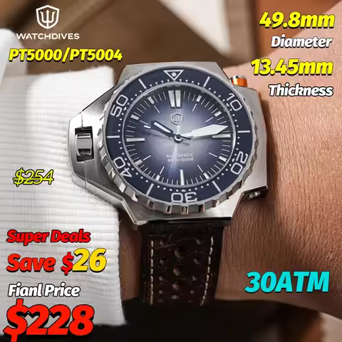 Watchdives WD1968 Automatic 300M Dive Mens Watch PT5000/PT5004 Mechanical Watches Sapphire Luminous 