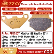 1 Pair Motorcycle Rear Brake Pad For PEUGEOT Django 125 Allure 14-21 Django 125 S 14-21 Django 125 E