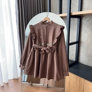 By HANA 347 | Blouse Rempel Motif Salur | Free Belt