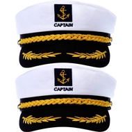 SATINIOR 2 Pieces Yacht Captain Hat Navy Sailor Ship Cap Boat Captain Hat for Adult Halloween Costum