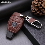 (borongwell)Genuine Leather Car Key Case Cover Keychain For Mercedes Benz Accessories W203 W210 W211 W124 W202 W204 Amg Key Ring Holder